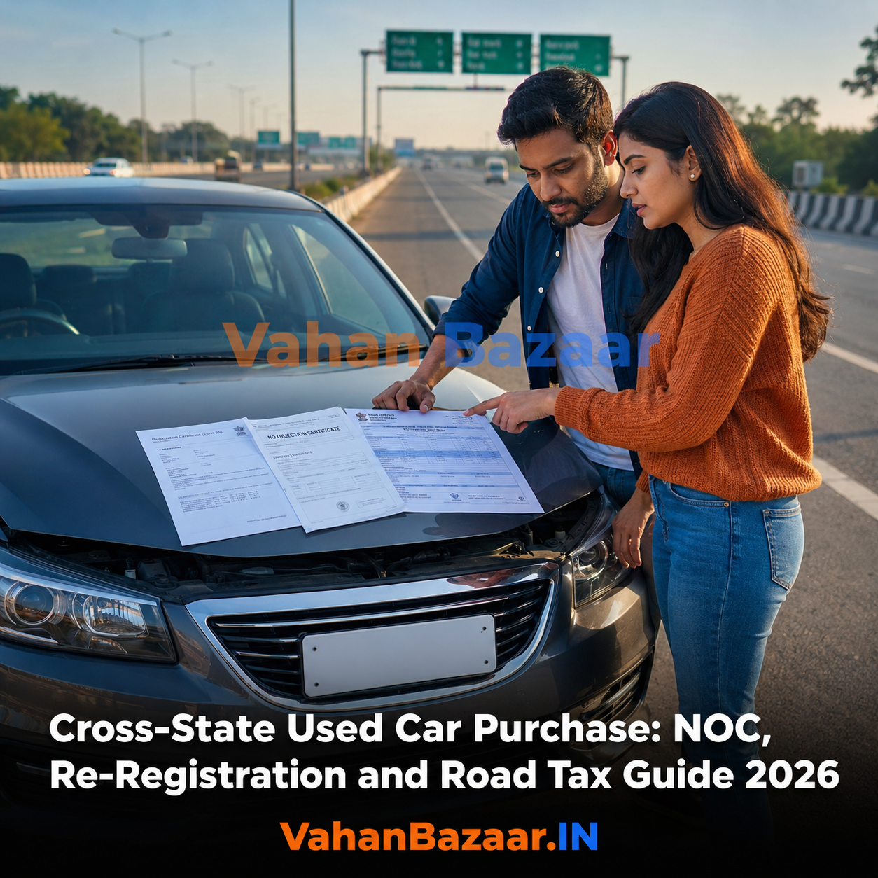 Cross-state used car purchase guide India 2026 — NOC, re-registration, road tax