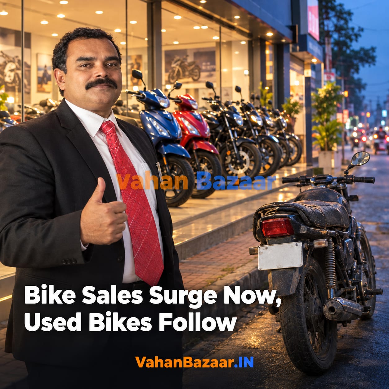 Two-wheeler showroom and registration records in India, illustrating August 2026 new bike sales and the used bike checks a buyer should run before purchase
